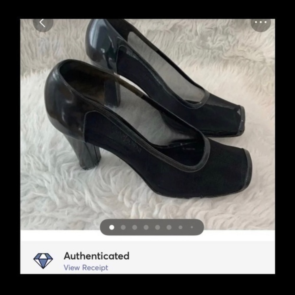 YSL Yves Saint Laurent Pumps Heels Shoes Authentic Patent Leather Mesh - Picture 2 of 16